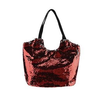 Tamsy Red Sequin Sparkly Tote Bag Party Evening Statement Handbag